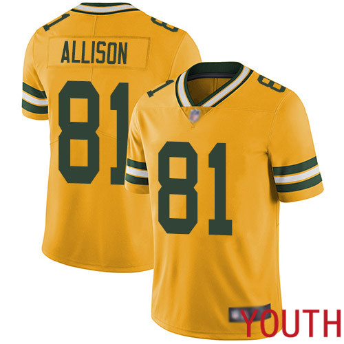 Green Bay Packers Limited Gold Youth #81 Allison Geronimo Jersey Nike NFL Rush Vapor Untouchable